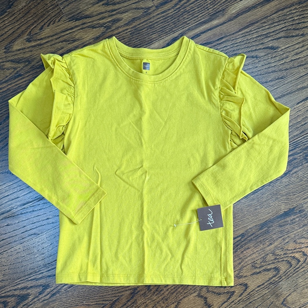 Tea Collection Bright Yellow Ruffle Sleeve Long Sleeve Tee